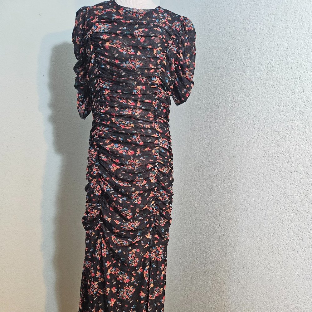 chiffon midi dress with sleeves